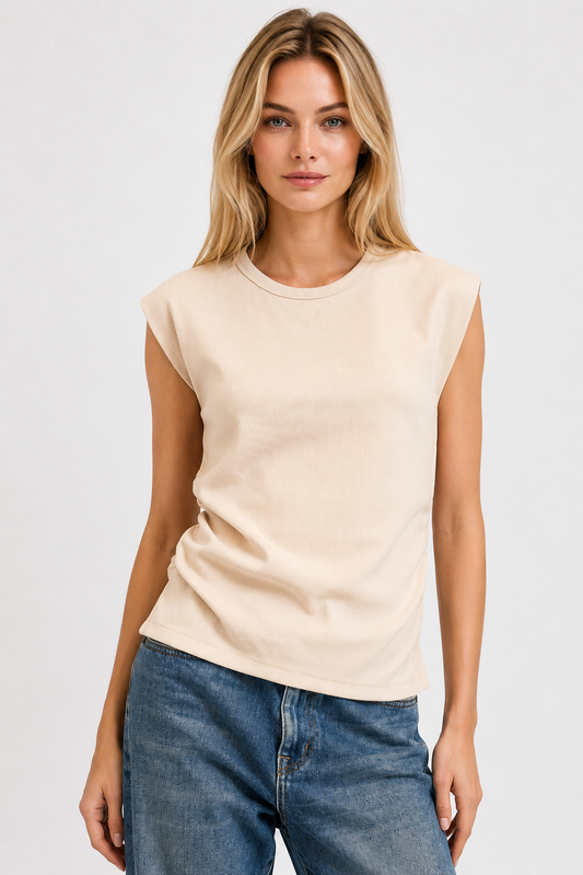 Terry Ribbed Gathered Top (3Colors)