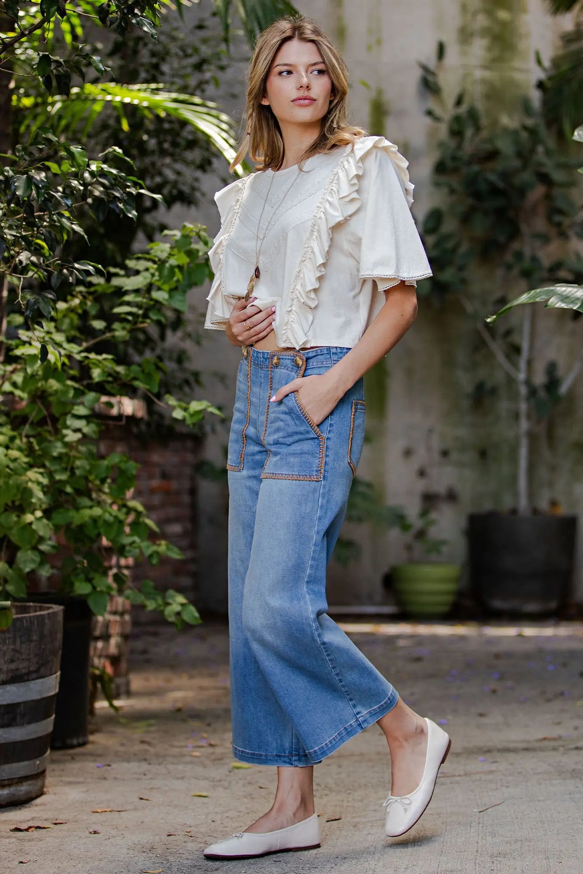 Kara Whipstitch Pocket Denim