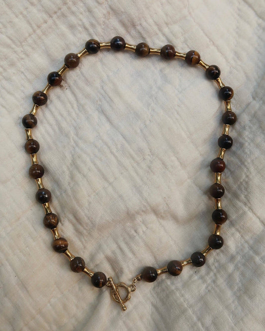 Livi Beaded Necklace : Brown or Pearl