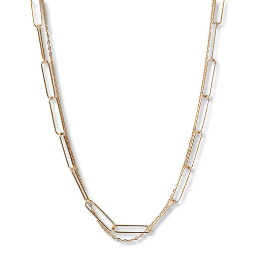 Tarnish Resistant Gold Plated Layered Paperclip Necklace