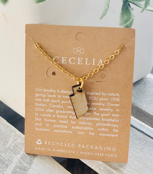 Nebraska Wood Necklace