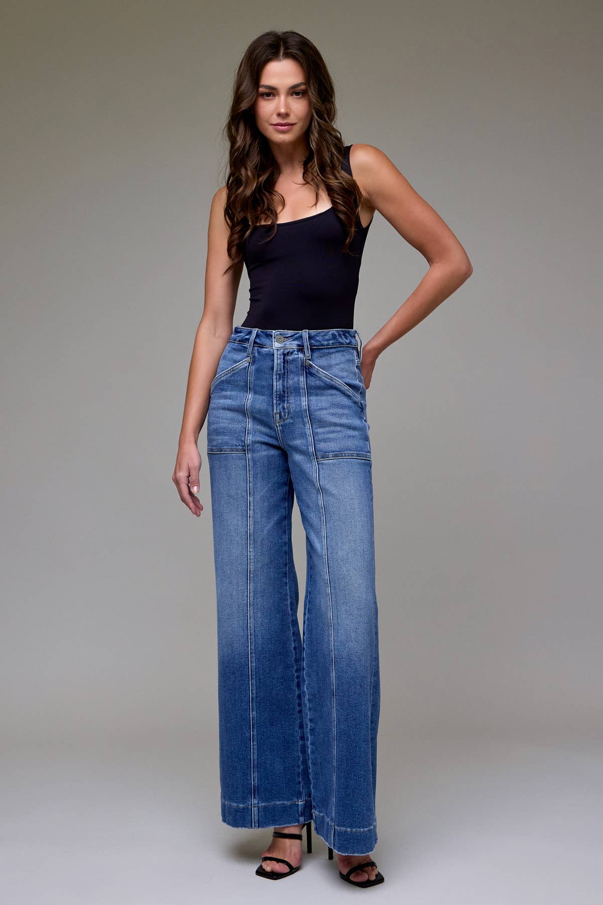 Medium Wash Seam 33" Inseam Comfort Flare