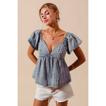 DENIM BABYDOLL TOP