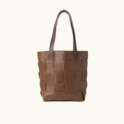 Woven Full-Grain Leather Tote Bag
