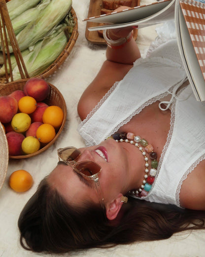 Livi Beaded Necklace : Brown or Pearl