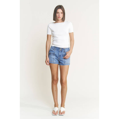Henley Denim Shorts