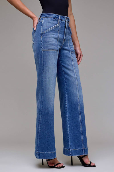 Medium Wash Seam 33" Inseam Comfort Flare