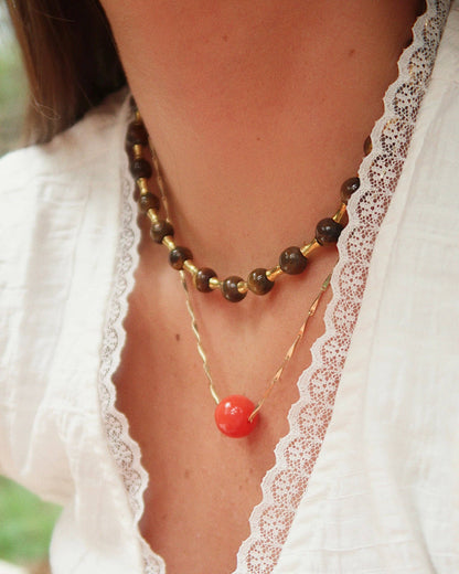 Livi Beaded Necklace : Brown or Pearl