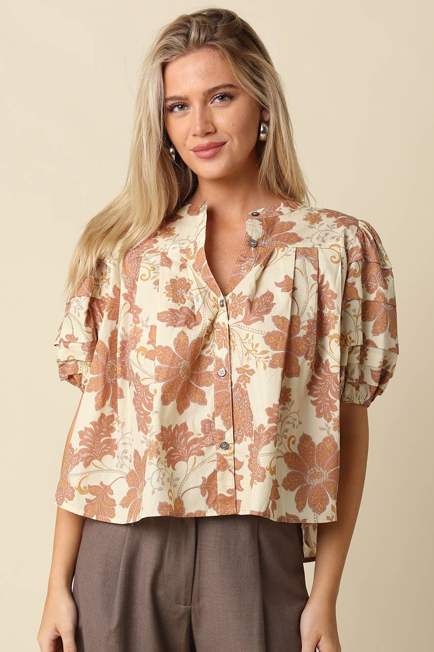 Pia Floral Puff Sleeve Blouse