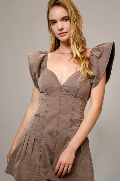 Riley Ruffle Sleeve Denim Romper