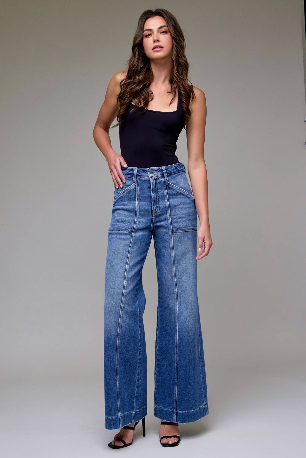 Medium Wash Seam 33" Inseam Comfort Flare