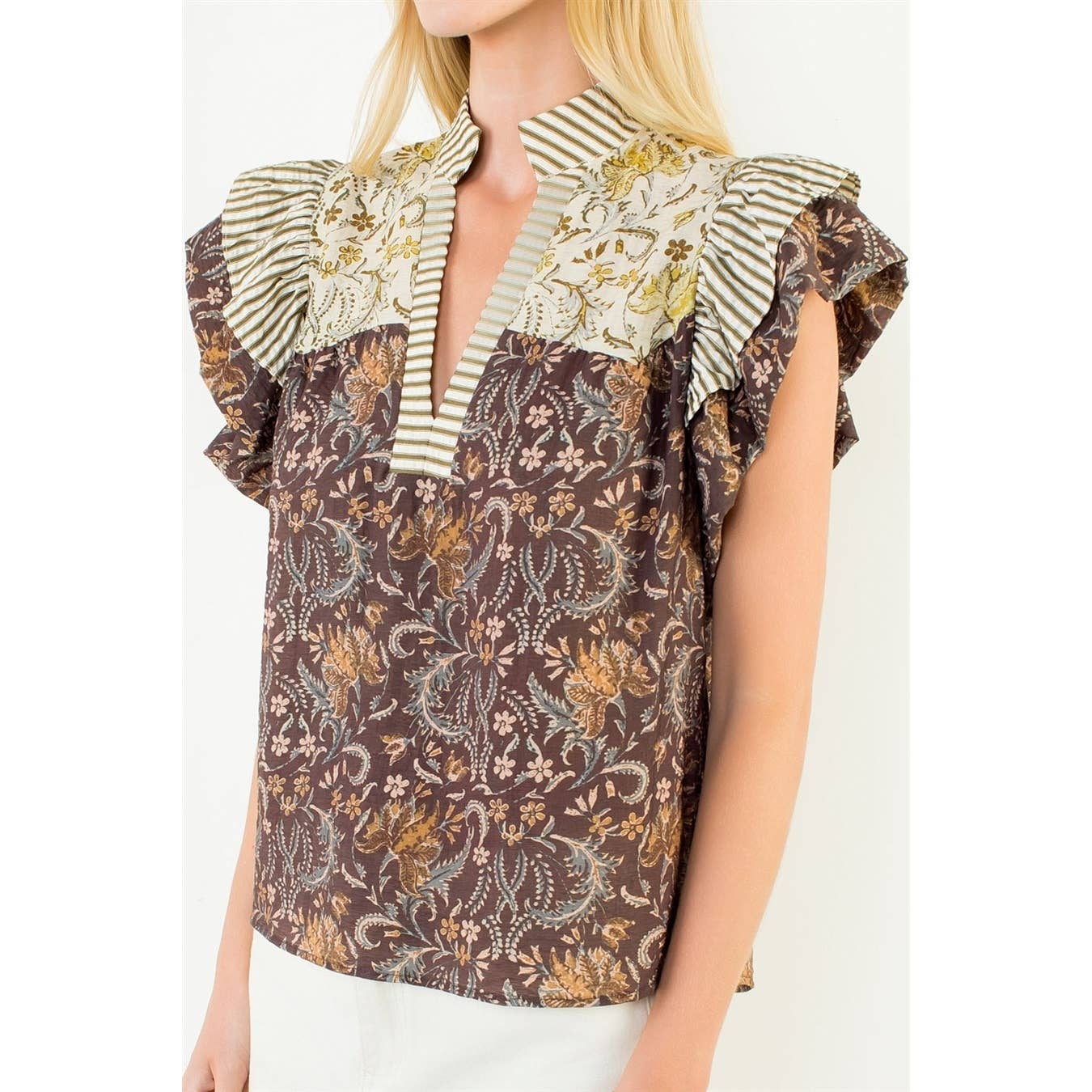 Cinnamon Ruffled Top