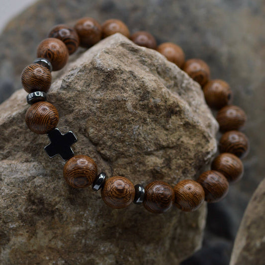 Wood Cross Bead Bracelet-Eden Merry Bracelet
