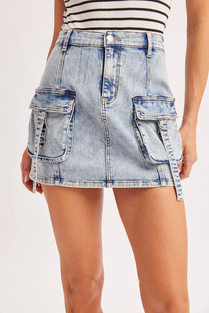 UTILITY CARGO DENIM MINI SKIRT