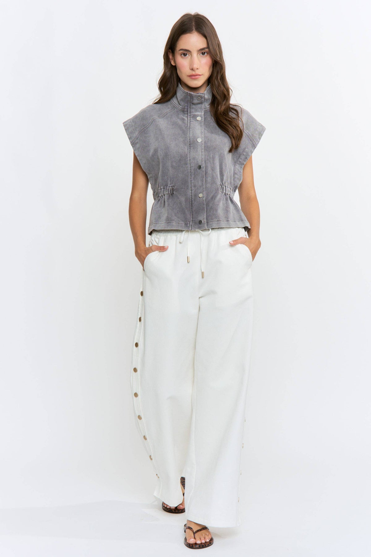Structured Sleeveless Denim Vest Jacket