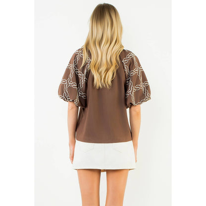 Emory Embroidered Sleeve ( Navy or Brown )