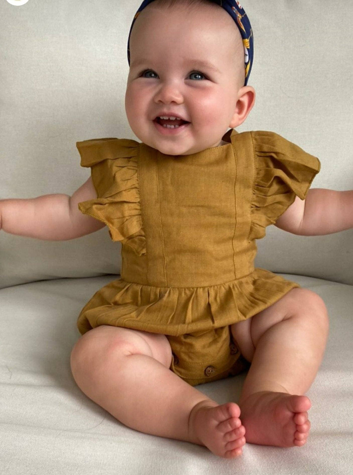 Ruffled Racerback Romper Mustard