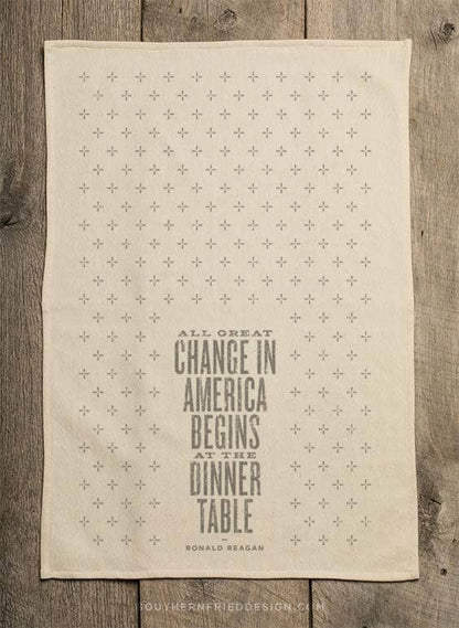 All Great Change... Ronald Reagan Quote - Kitchen Towel