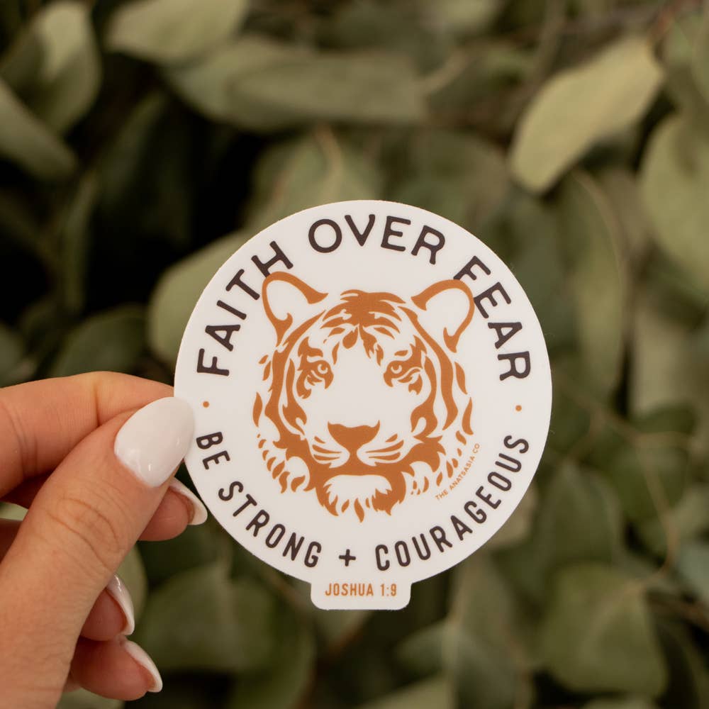 Faith Over Fear Tiger Sticker