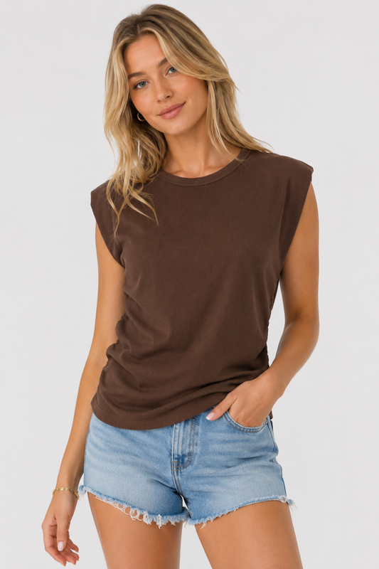 Terry Ribbed Gathered Top (3Colors)