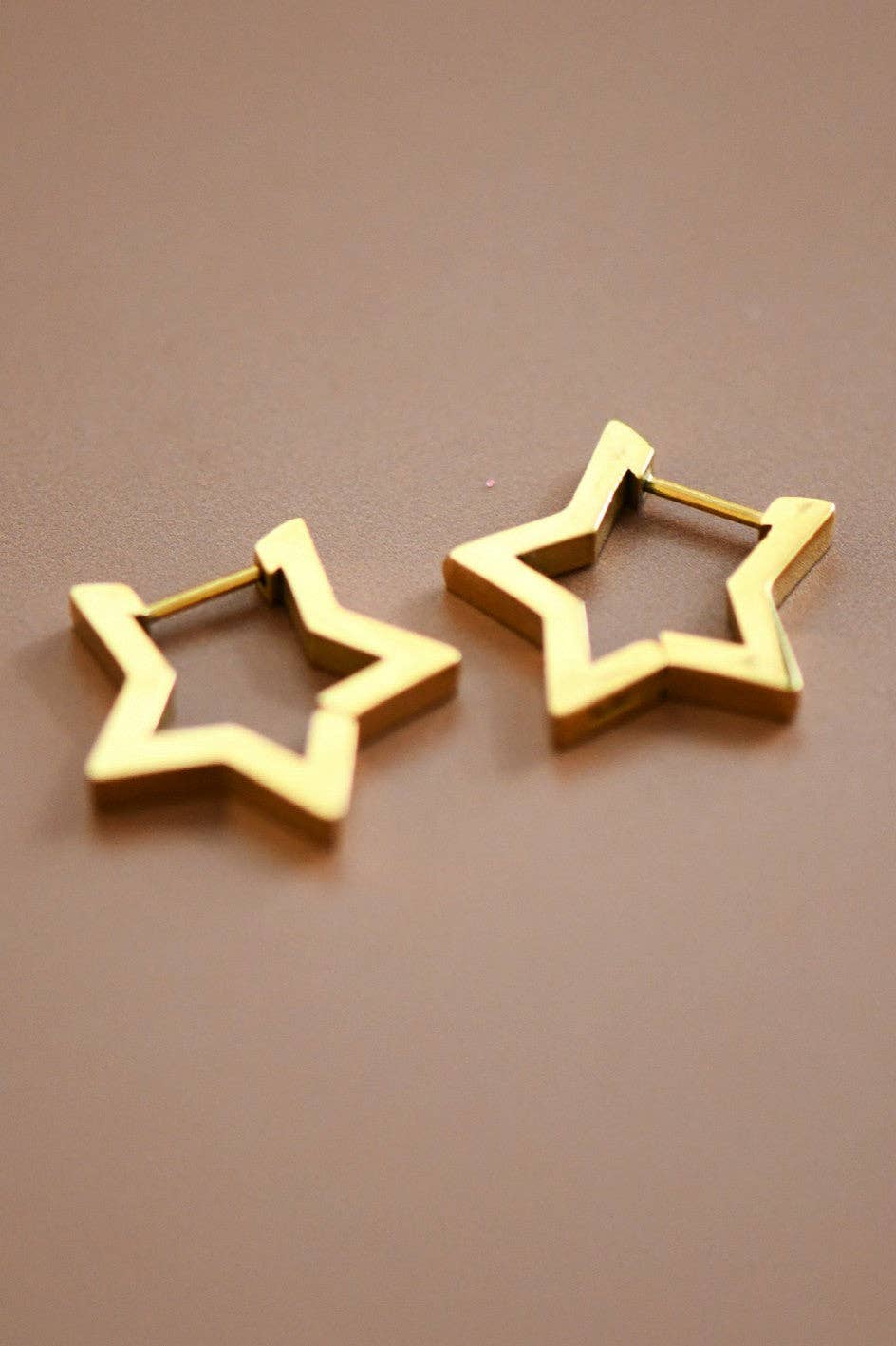 18K Gold Plated Waterproof Stainless Steel Hoop Earrings - 7011