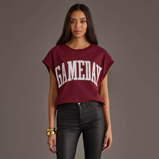 Maroon & White Gameday Shortsleeve Sweatshirt