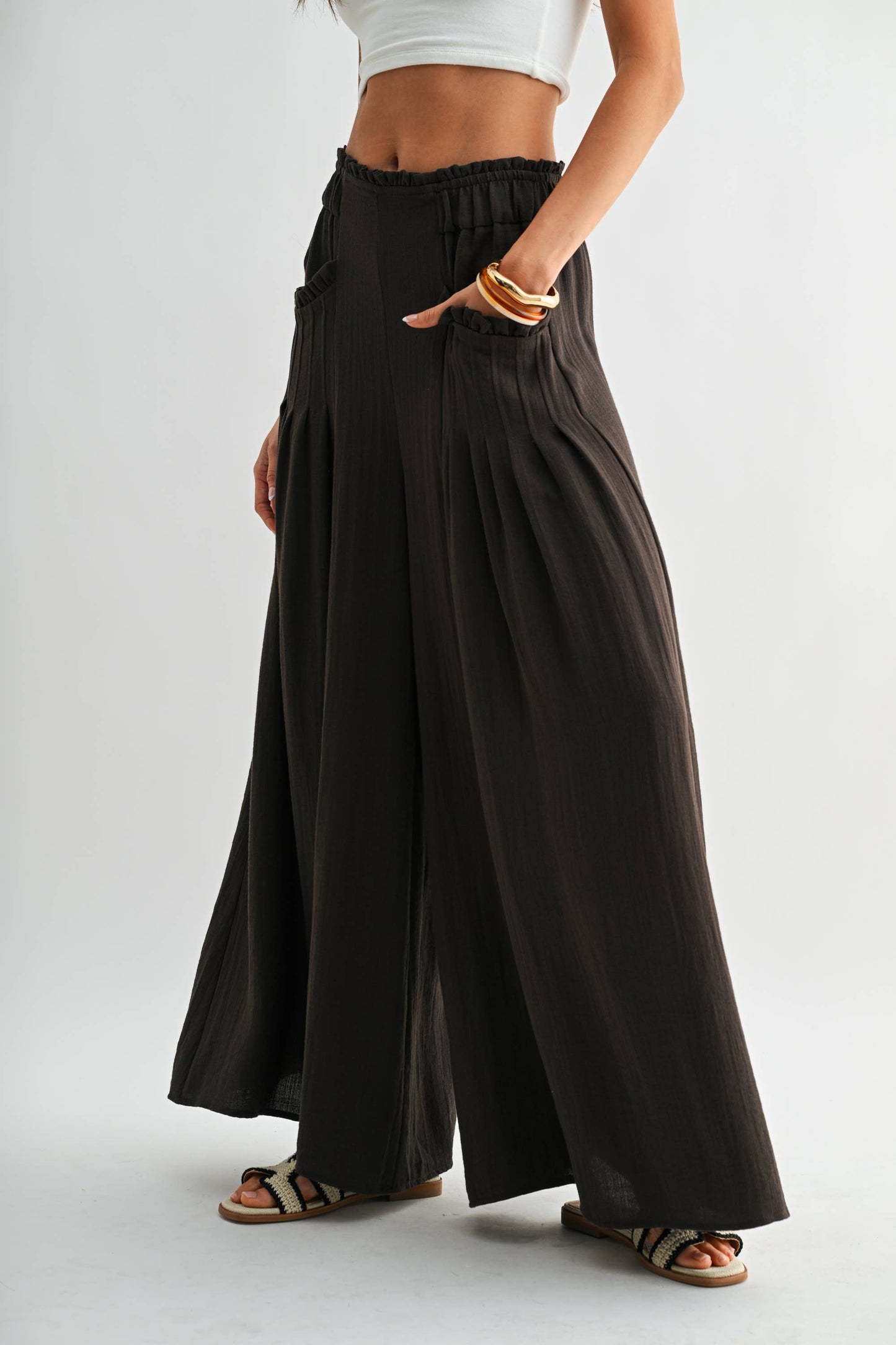 Carrie Wide-Leg Palazzo Brown