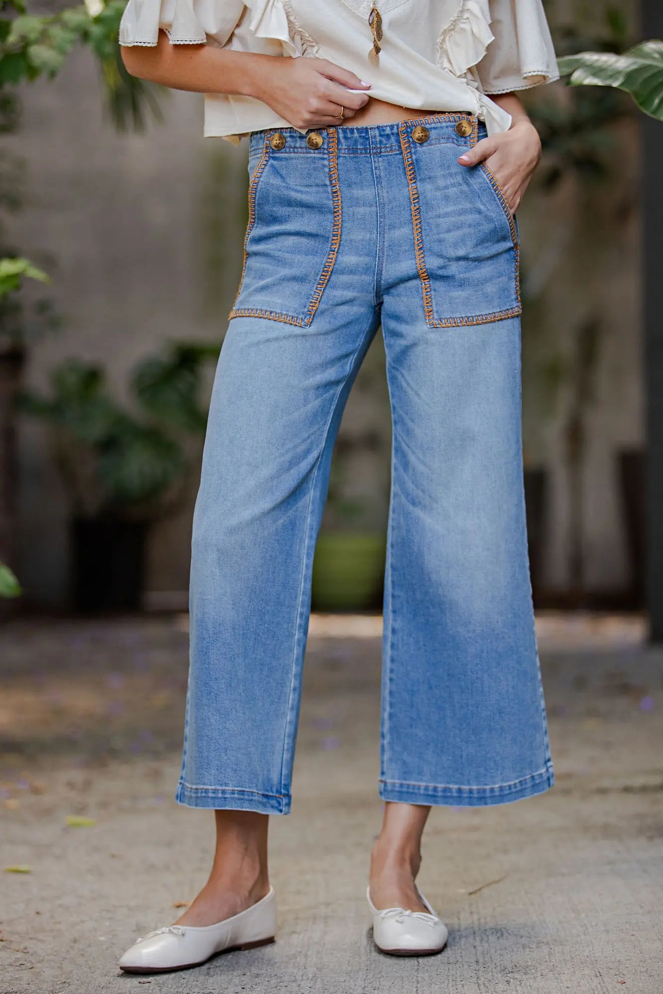 Kara Whipstitch Pocket Denim