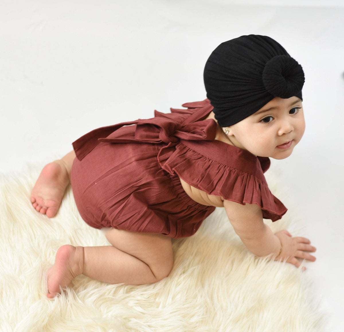 Maroon Ruffled Racerback Romper