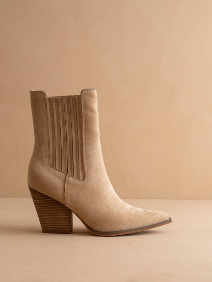 The Lydia | Almond Suede Bootie