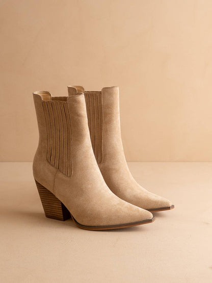 The Lydia | Almond Suede Bootie