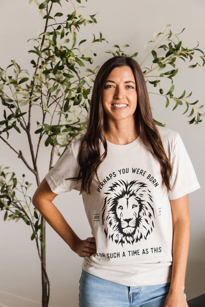 For Such a Time Esther Lion Christian Graphic Tee - Stone