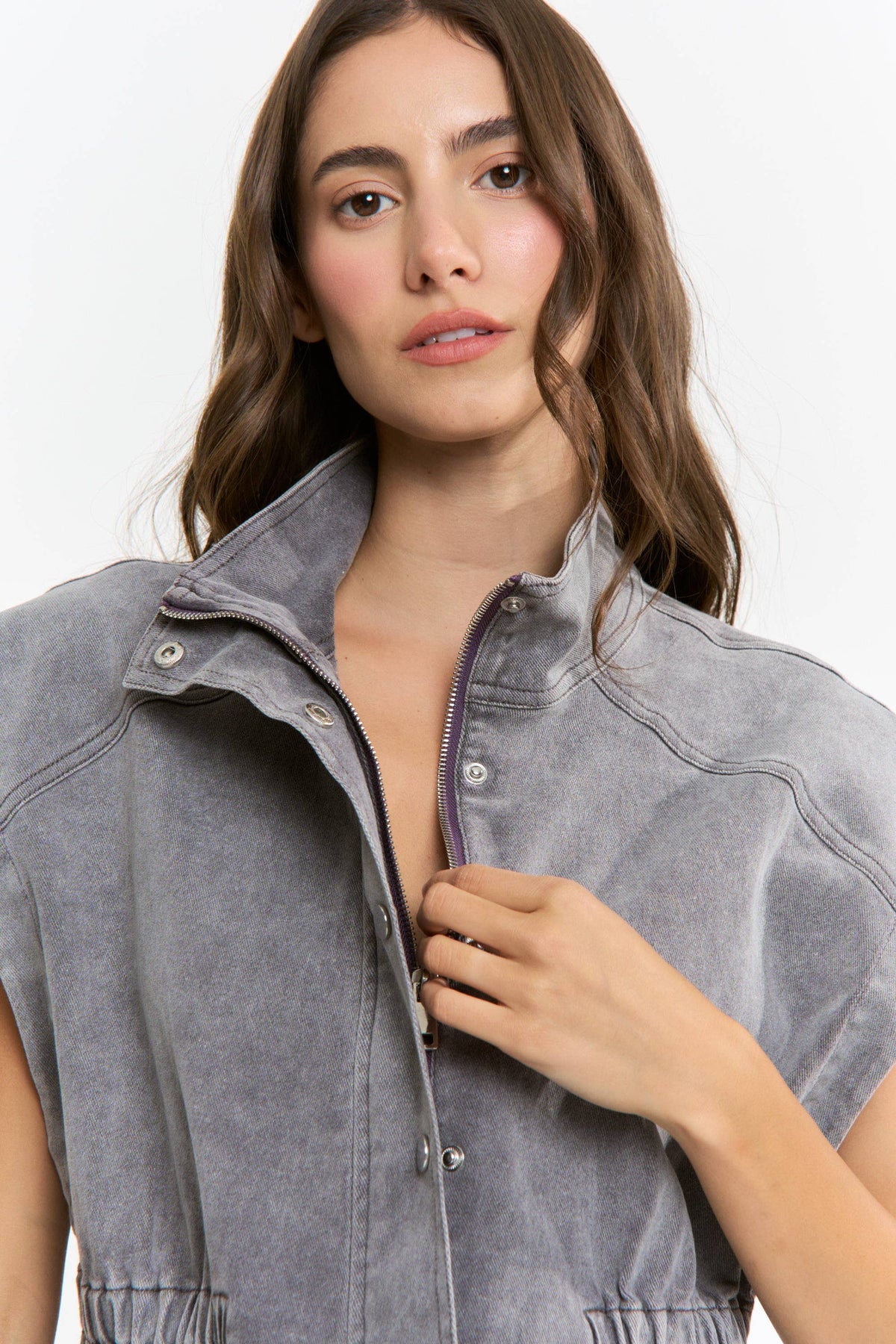 Structured Sleeveless Denim Vest Jacket