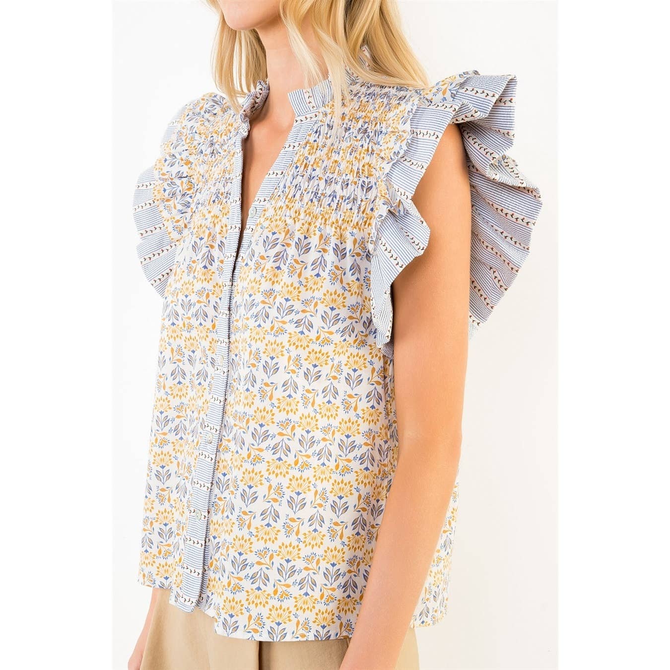 Flora Fluttered Pattern Top