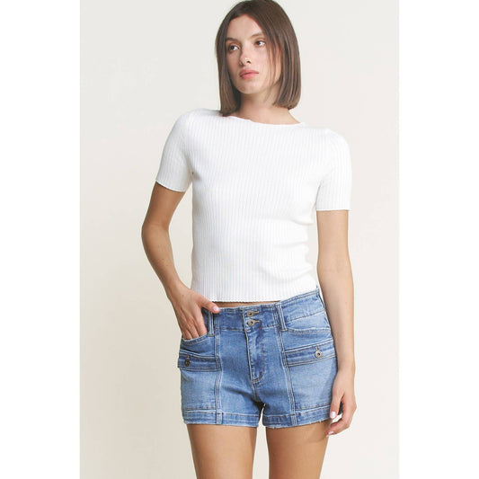 Henley Denim Shorts