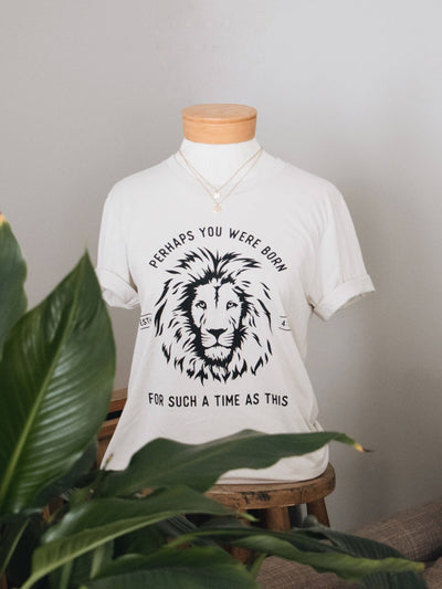 For Such a Time Esther Lion Christian Graphic Tee - Stone