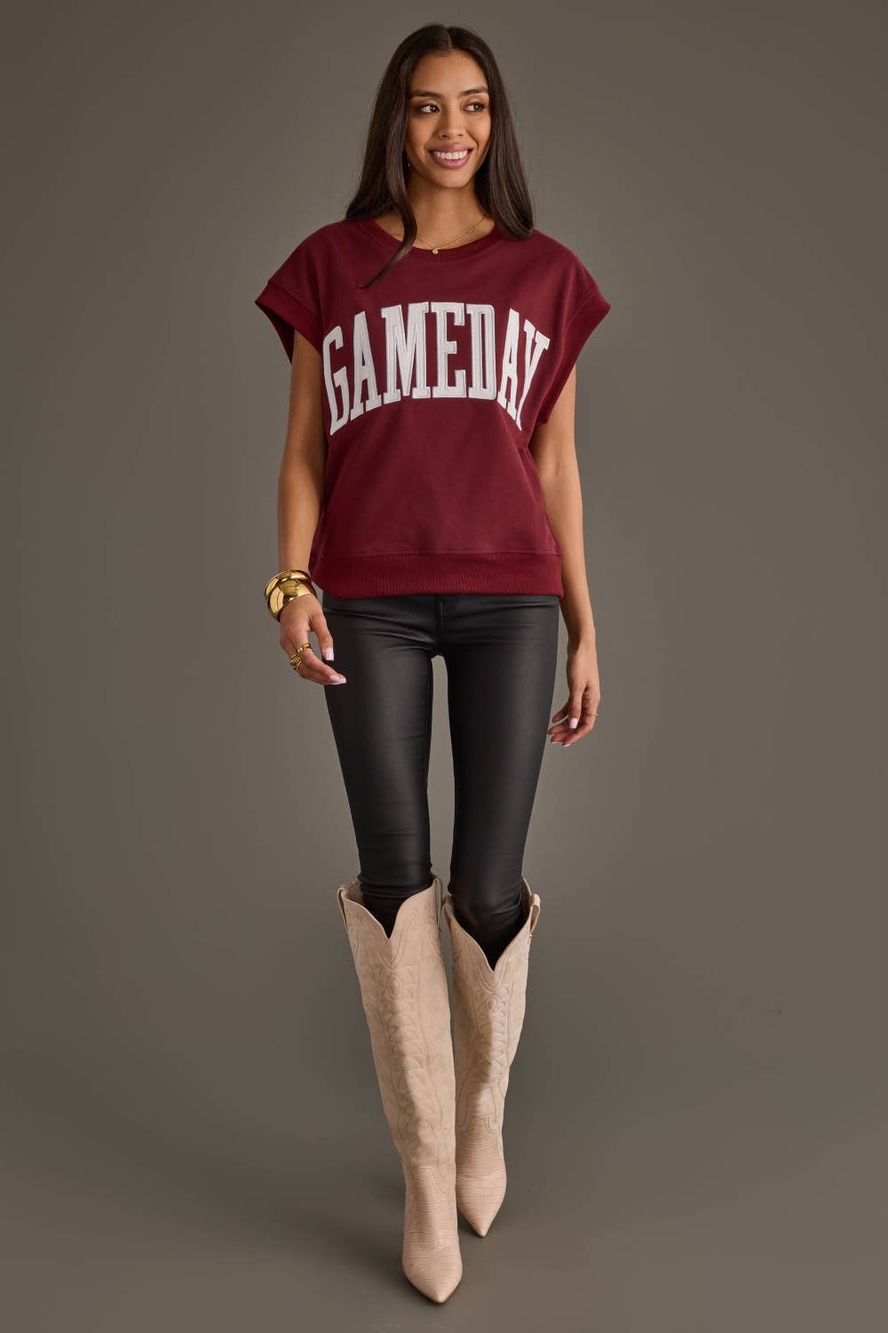 Maroon & White Gameday Shortsleeve Sweatshirt