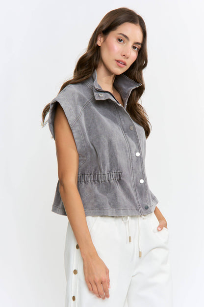 Structured Sleeveless Denim Vest Jacket