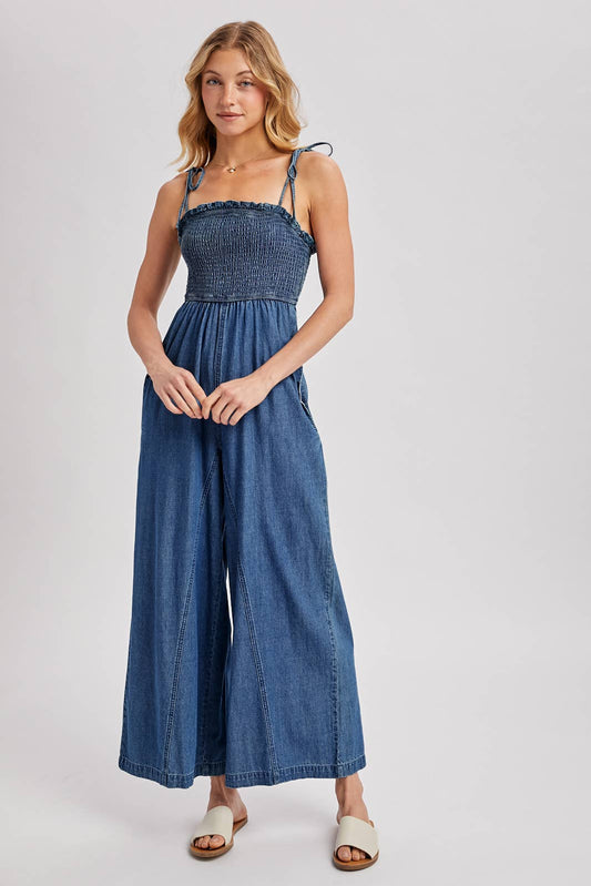 Sarah Smocked Wide-leg Jumpsuit