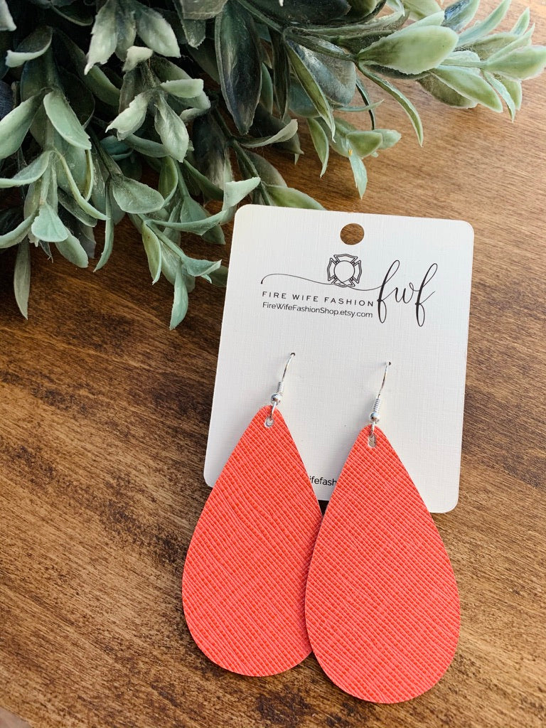 Coral Saffiano Earrings | FireWife Fashion