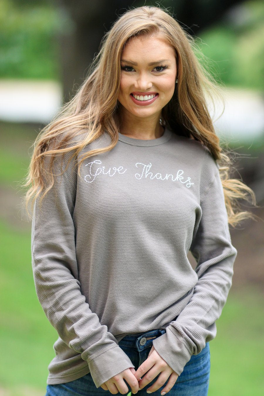 Give Thanks Thermal, Graphic Tops, [product vendor], Southern Roots Omaha - Southern Roots Omaha - Boutique Clothing - Online Shopping 