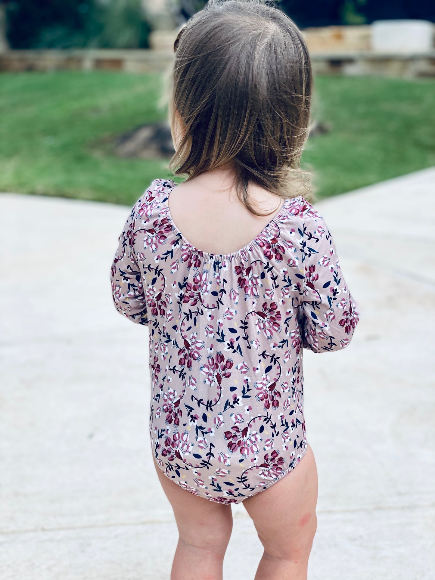 Livee Long Sleeve Leotard | Tan & Ranunculus Red